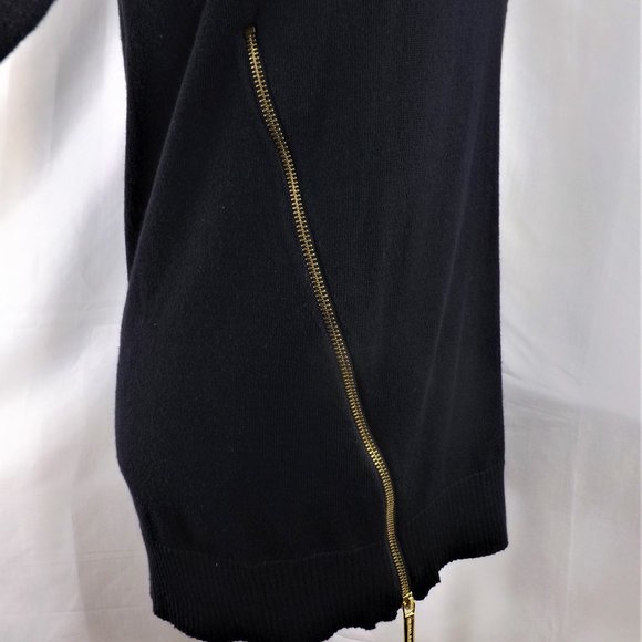 MICHAEL Michael Kors Brown Cotton w Angora Side Zippers V-Neck Sweater Top M - Picture 12 of 15